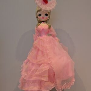 Vintage 60s Bradley Big Eyes Southern Belle Pink Doll with Hat